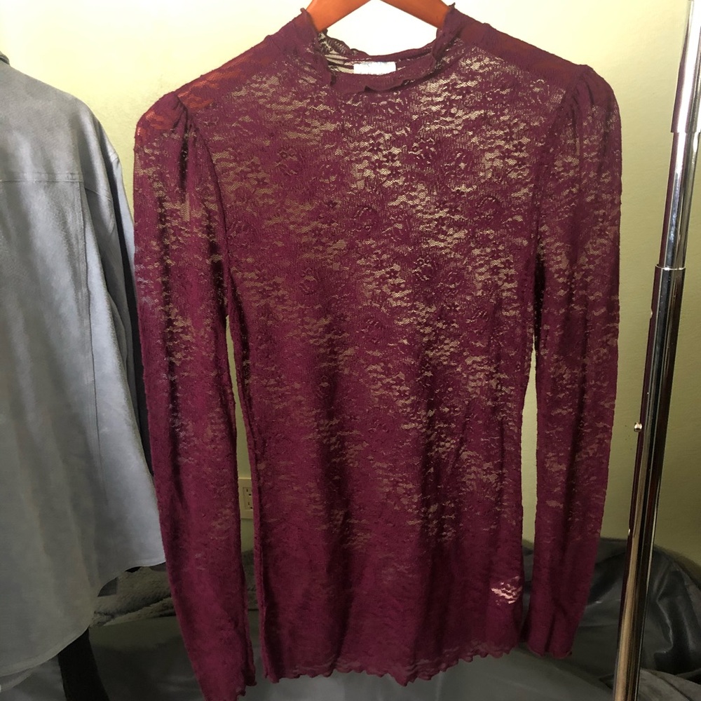 Free People lace long sleeve mockneck